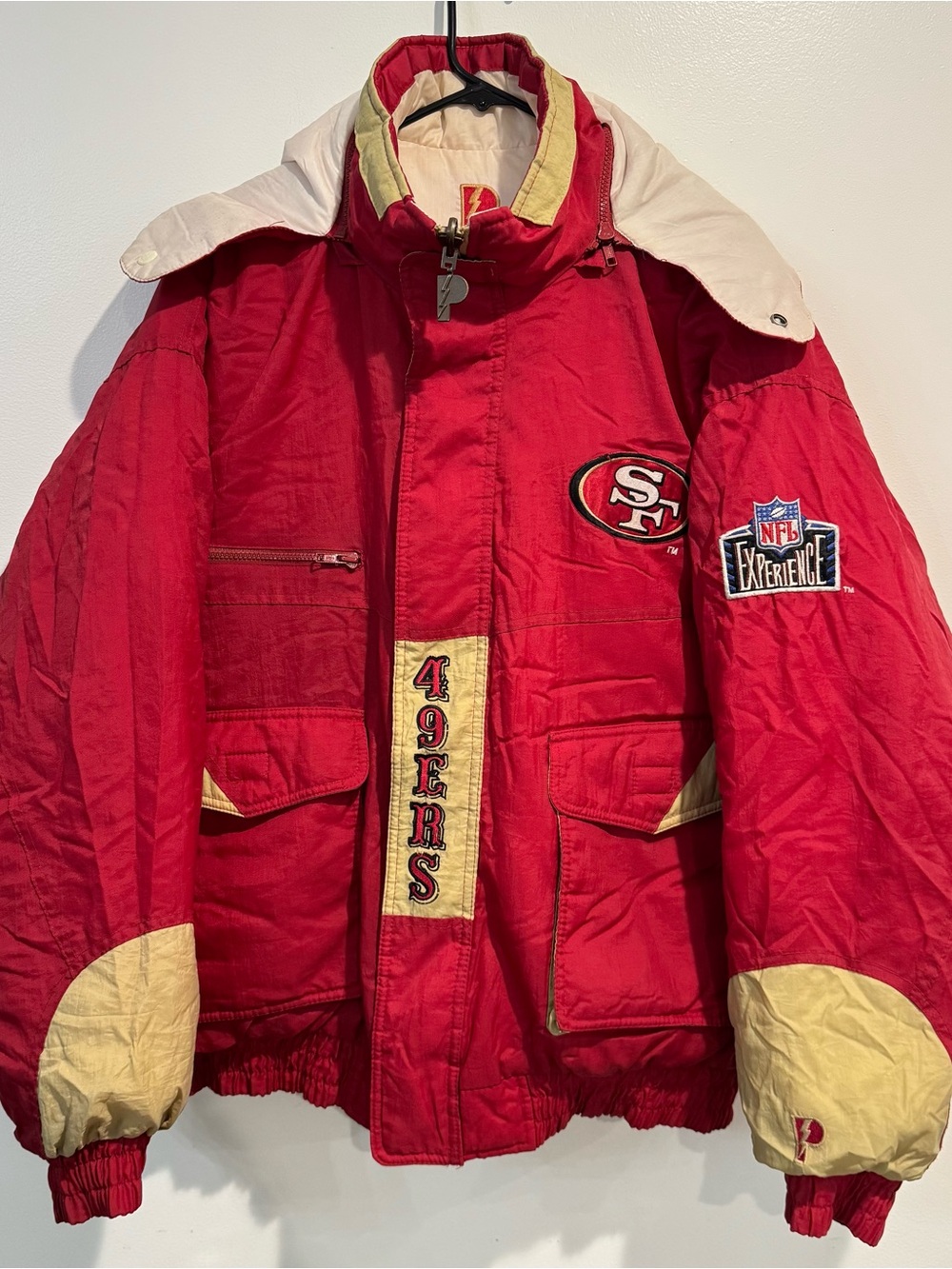 Vintage San Francisco 49ers Pro Player Reversible Jacket Red Black Puffer XL